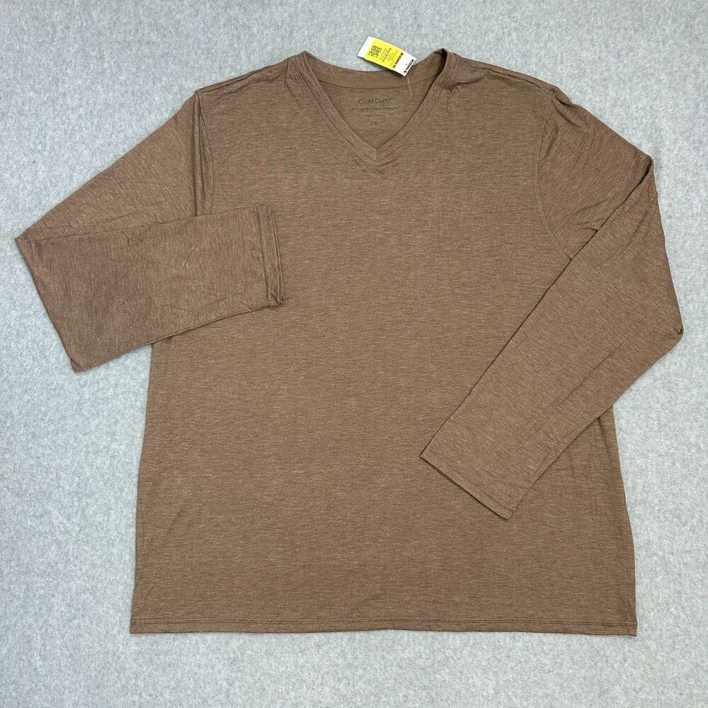 NWT Cuddl Duds Men's XXL Brown Long Sleeve Crew Neck Pullover Tee